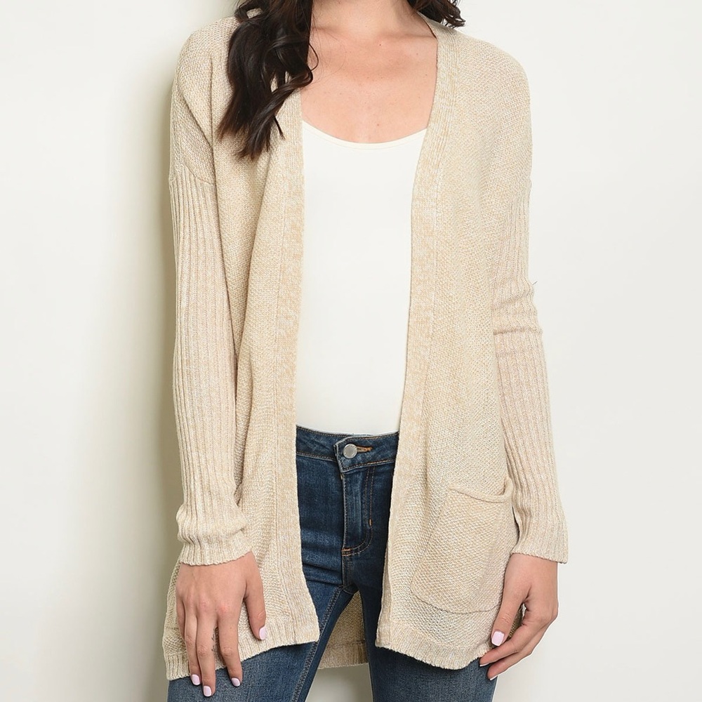 NWT Open Front Waffle Knit Cardigan - oatmeal -